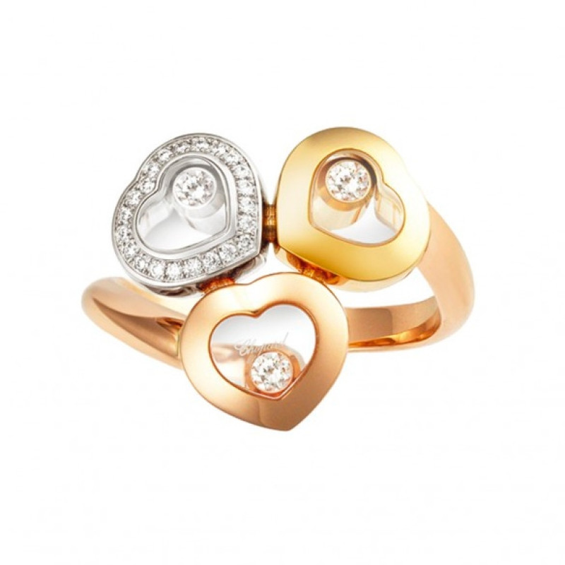 Кольцо Chopard Happy Diamonds Icons белое, желтое, розовое золото, бриллианты (829390-9110)