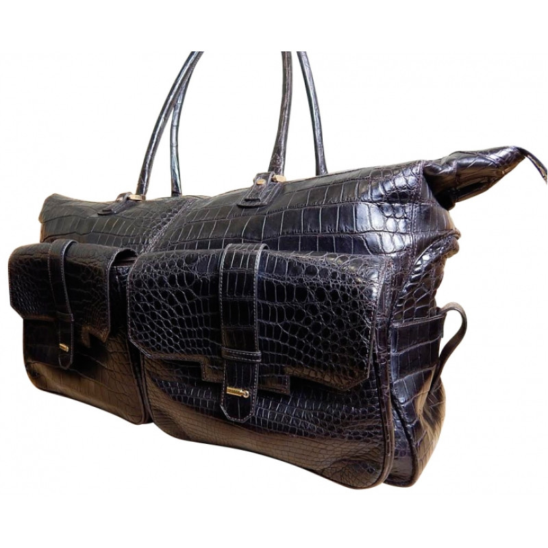 Дорожня сумка Zilli, шкіра крокодила чорного кольору.
