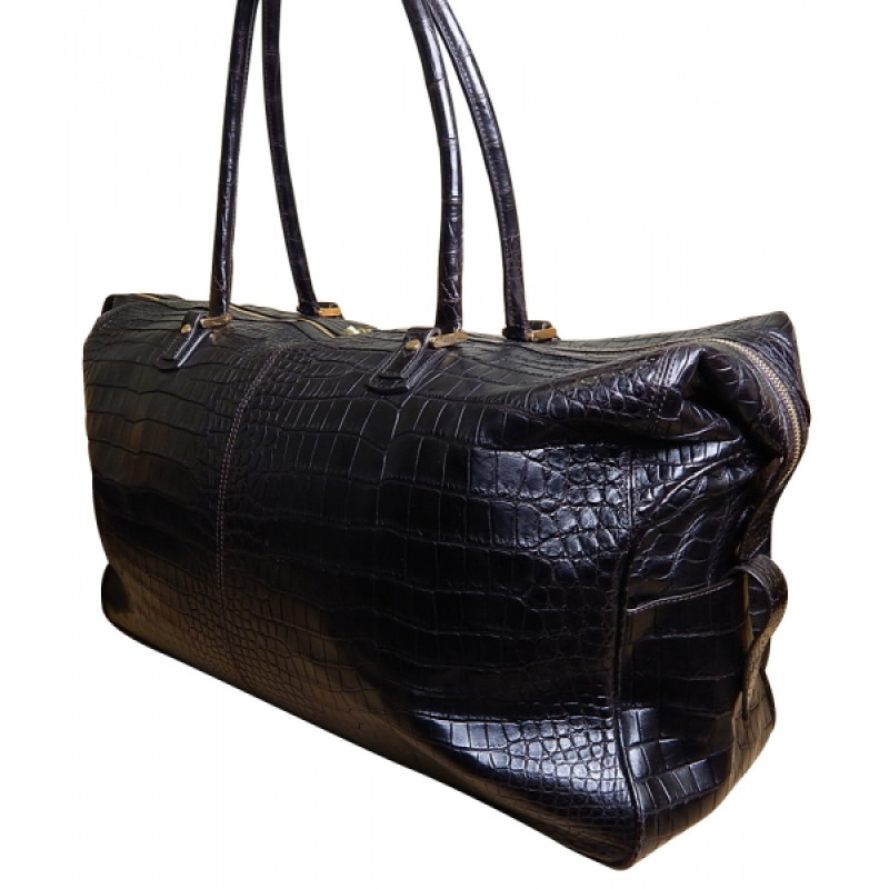 Дорожная сумка Zilli, кожа крокодила черного цвета