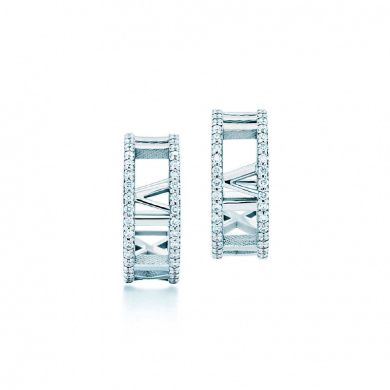 Сережки-кільця Tiffany & Co Atlas, біле золото, діаманти (33475276)! ~ DCDMRKR ~!