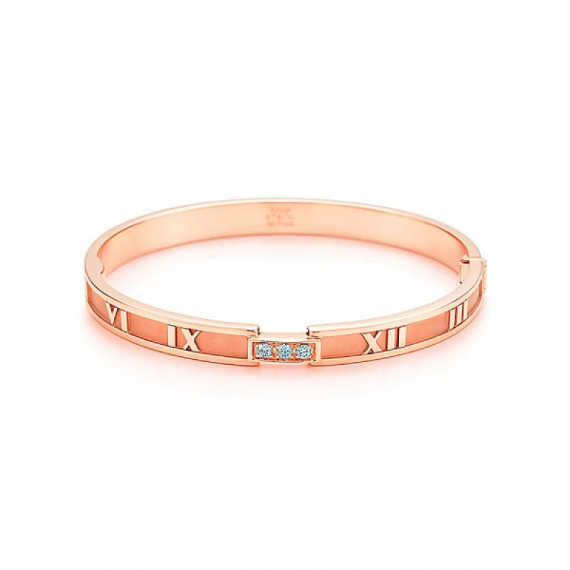Шарнирный браслет Tiffany & Co Atlas, розовое золото, бриллианты (25841883)