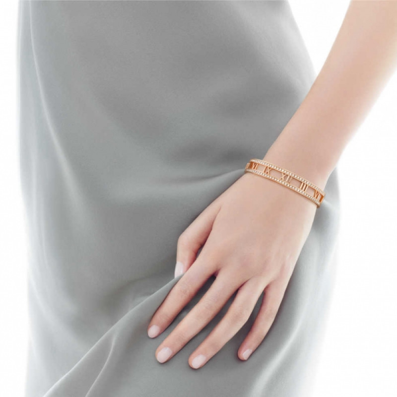 Шарнирный браслет Tiffany & Co Atlas, розовое золото, бриллианты (32870732)