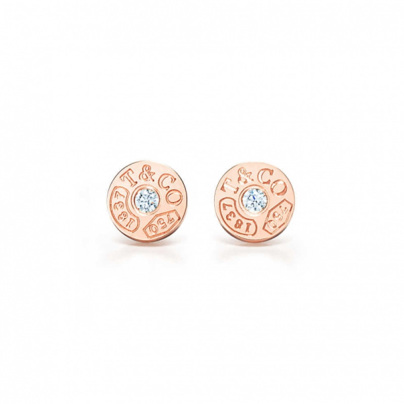 Круглые серьги Tiffany 1837, розовое золото, бриллианты (33285671)