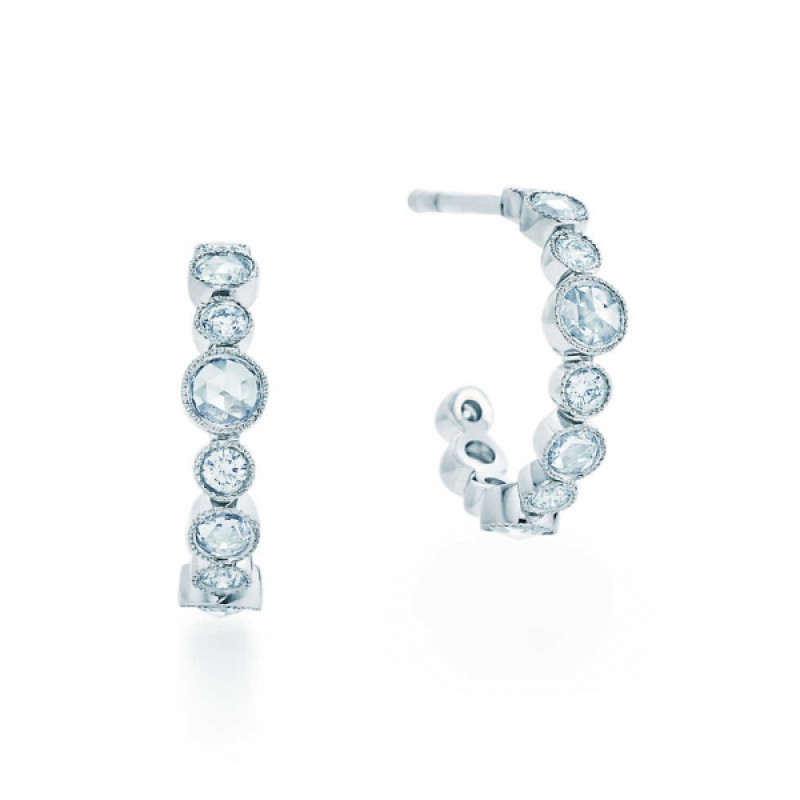Серьги-кольца Tiffany Cobblestone, платина, бриллианты (31164745)