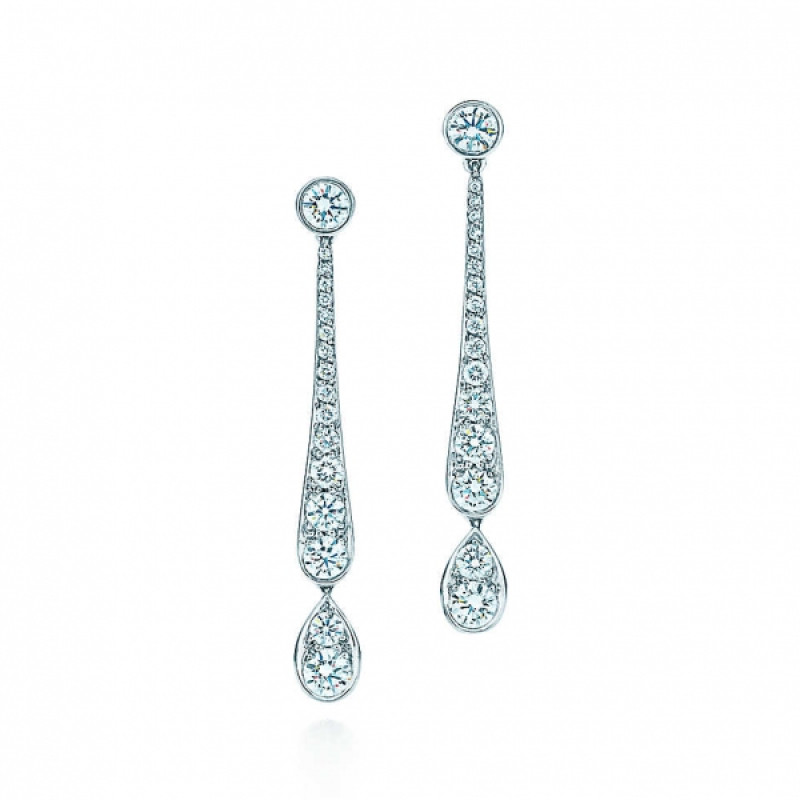Сережки з підвісками Tiffany Jazz, платина, діаманти (26669413)
