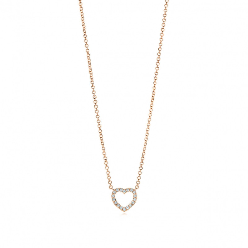 Подвеска в форме сердца Tiffany Metro, розовое золото, бриллианты (27513972)
