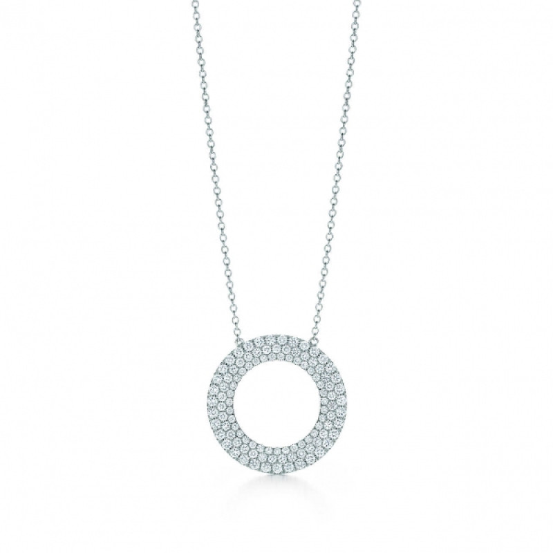 Трехрядная подвеска-круг Tiffany Metro, белое золото, бриллианты (26233151)