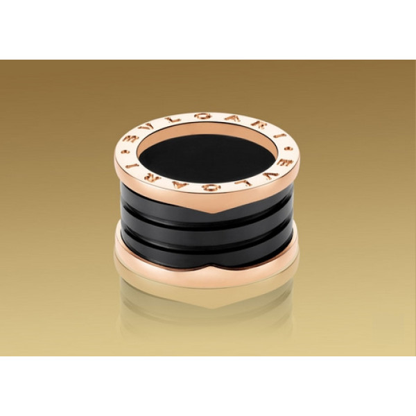 Кольцо Bulgari B.Zero1, розовое золото 750, черная керамика, размер 16,5