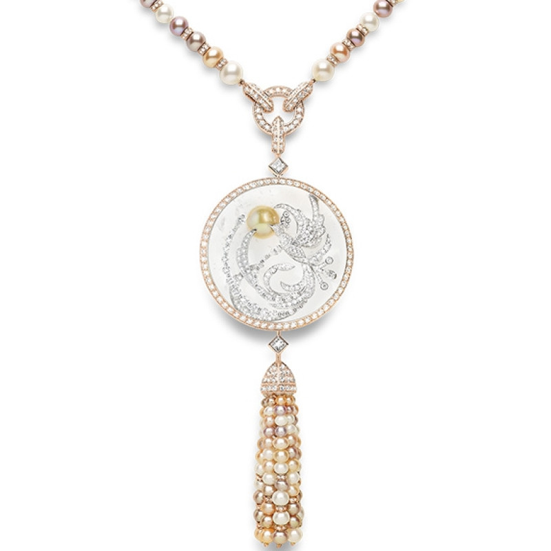 Колье Boucheron Animals Hera, белое, розовое золото, жемчуг, бриллианты