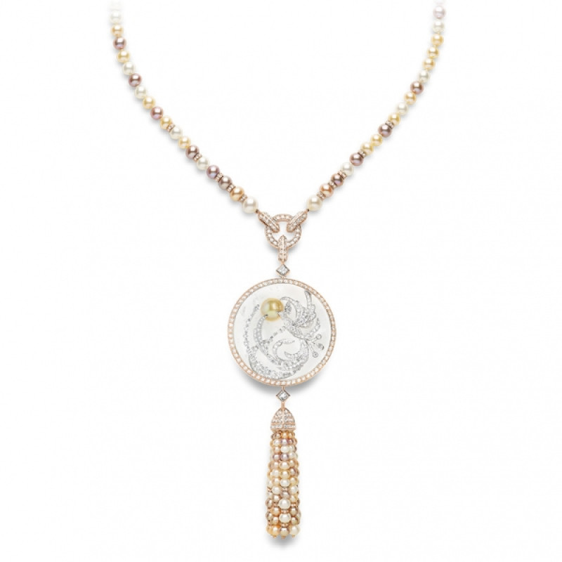Колье Boucheron Animals Hera, белое, розовое золото, жемчуг, бриллианты