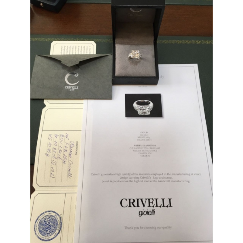 Кольцо Crivelli с бриллиантом 10,37ct, белое золото, бриллианты