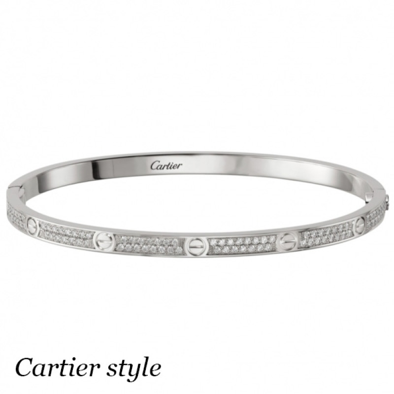 Браслет Cartier Love, белое золото, бриллианты