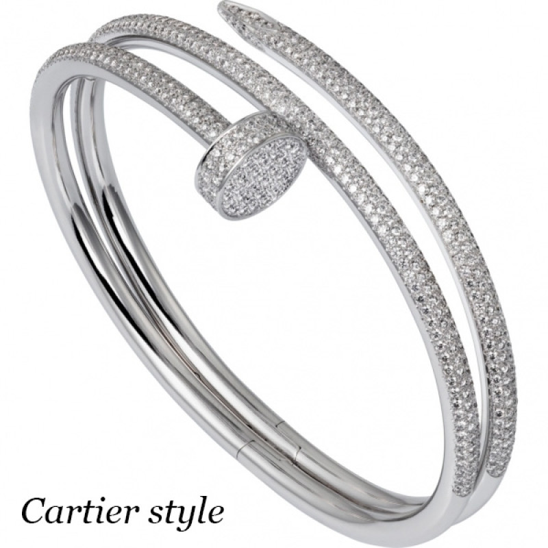Браслет Cartier Juste Un Clou, белое золото, бриллианты