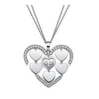 Chopard Happy Amore Small Hearts 18K White Gold Diamond Pendant Necklace