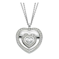 Chopard Happy Diamonds Hearts 18K White Gold Diamond Pendant Necklace