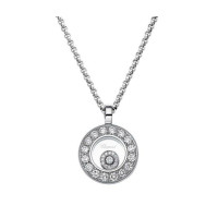 Chopard Happy Diamonds Round 18K White Gold Pendant Necklace