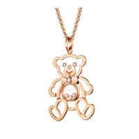 Намисто-підвіска Chopard Happy Diamonds з великим плюшевим ведмедиком 18K з рожевого золота