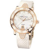 Ulysse Nardin Watch Lady Diver (RG-Diamonds / White / Rubber)
