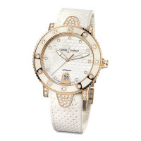 Ulysse Nardin Watch Lady Diver (RG Diamond Lugs / White / Rubber)