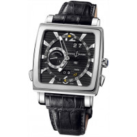 Ulysse Nardin Watch Quadrato Dual Time Perpetual (WG / Black-Yellow / Leather)