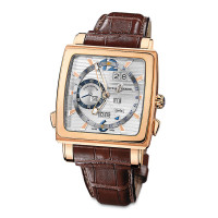 Ulysse Nardin Watch Quadrato Dual Time Perpetual (RG / Silver-RG / Leather)