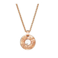 Chopard Chopardissimo 18K Rose Gold Diamond and Floating Diamond Circular Pendant Necklace