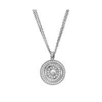Chopard Happy Spirit 3 Circles 18K White Gold Diamond Set Floating Diamond Pendant Necklace