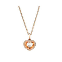 Chopard Happy Diamonds Heart Floating Diamond Set 18K Rose Gold Pendant Necklace Chopard Happy Diamonds Heart Floating Diamond Set 18K Rose Gold Pendant Necklace