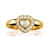 Каблучка Chopard Happy Diamonds Hearts з 18K жовтого золота з плаваючим діамантом Каблучка Chopard Happy Diamonds Hearts з 18K жовтого золота з плаваючим діамантом
