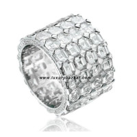 Каблучка Chopard Ice Cube 4 Rows з повним діамантом і білим золотом