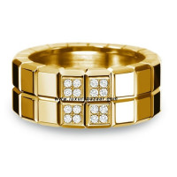Chopard Ice Cube 2 Rows Diamond Set Yellow Gold Ring