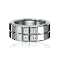 Каблучка Chopard Ice Cube з 2 рядами діамантів з білого золота 18 карат Каблучка Chopard Ice Cube з 2 рядами діамантів з білого золота 18 карат