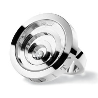 Каблучка Chopard Happy Spirit 2 кола з плаваючим діамантом з білого золота