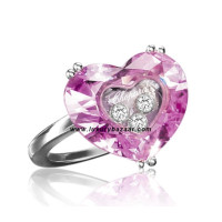 Chopard So Happy Pink Stone Heart 3 Floating Diamonds Біле золото 65 проби