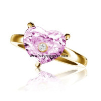 Chopard So Happy Pink Stone Heart Floating Diamond Yellow Gold Ring