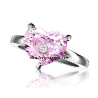 Каблучка Chopard So Happy Pink Stone Heart з плаваючим діамантом і білим золотом