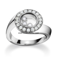 Каблучка Chopard Happy Diamonds Round 3 з плаваючими діамантами з білого золота