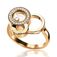 Chopard Happy Diamonds 3 Circles Floating Diamond Set Rose Gold Ring