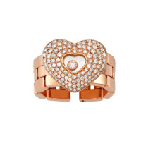 Chopard Happy Diamonds Hearts 18K Rose Gold 4 Row Diamond Ring Chopard Happy Diamonds Hearts 18K Rose Gold 4 Row Diamond Ring