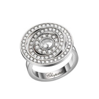 Chopard Happy Spirit 3 Circles 18K White Gold Diamond Set Floating Diamond Ring