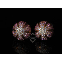 Damiani Damiani 18K Rose Gold Micro Pave Diamond and Pink Sapphire Earrings