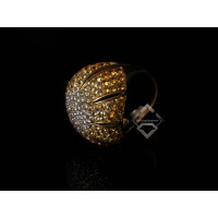 Damiani Damiani 18K Yellow Gold Micro Pave Diamond та Gold Sapphire Ring
