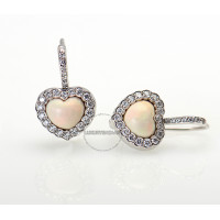 Dior 18K White Gold Diamond & Opal Heart Earrings