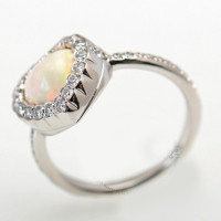Dior 18K White Gold Diamond & Opal Heart Ring
