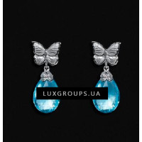 Серьги Carrera y Carrera Baile De Mariposas 18K White Gold Earrings with Blue Topaz