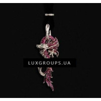 Подвеска Carrera y Carrera Circulos De Fuego 18K White Gold Maxi Dragons Necklace with Pink Sapphires and Emeralds