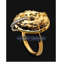 Шанхайська каблучка Carrera y Carrera Circulos De Fuego із 18-каратного жовтого та білого золота з діамантами Шанхайська каблучка Carrera y Carrera Circulos De Fuego із 18-каратного жовтого та білого золота з діамантами