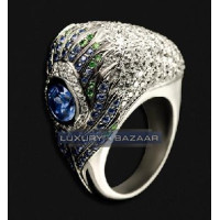 Carrera y Carrera Peacock 18K White Gold Ring with Iolite Sapphires Tsavorite Garnets and Diamonds Carrera y Carrera Peacock 18K White Gold Ring with Iolite Sapphires Tsavorite Garnets and Diamonds