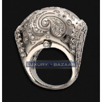 Carrera y Carrera Aqua 18K White Gold Plum Cake Ring with Pave Diamonds