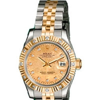 Rolex Oyster Perpetual Lady-Datejust зі сталі та золотого жовтого золота з діамантовим безелем